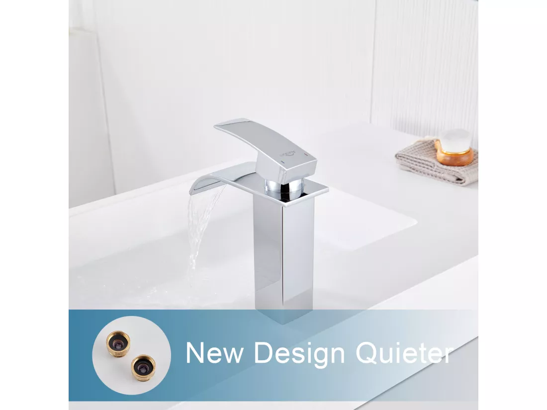Auralum Max Robinet de Lavabo Cascade Chromé,Robinetterie de Salle Bain avec l'Eau Froide/Chaude,Mitigeur Lavabo Inox 304 de Super Qualité