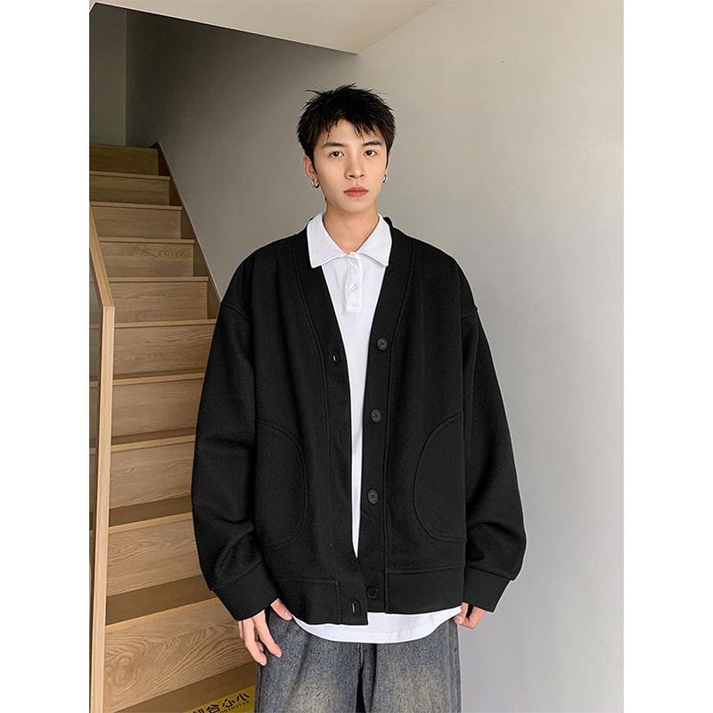 Adotuastic - V-hals effen oversized jasje met knopen