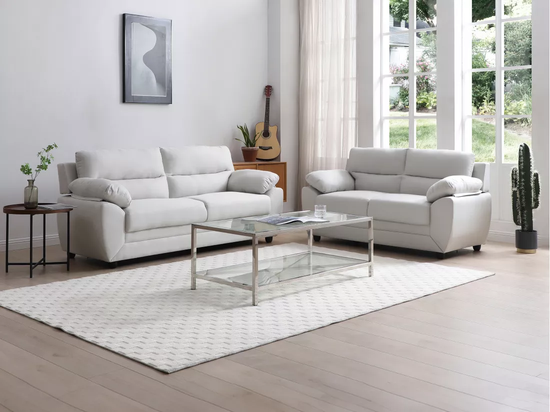 Canapé 3 places et 2 places en tissu beige MANOA