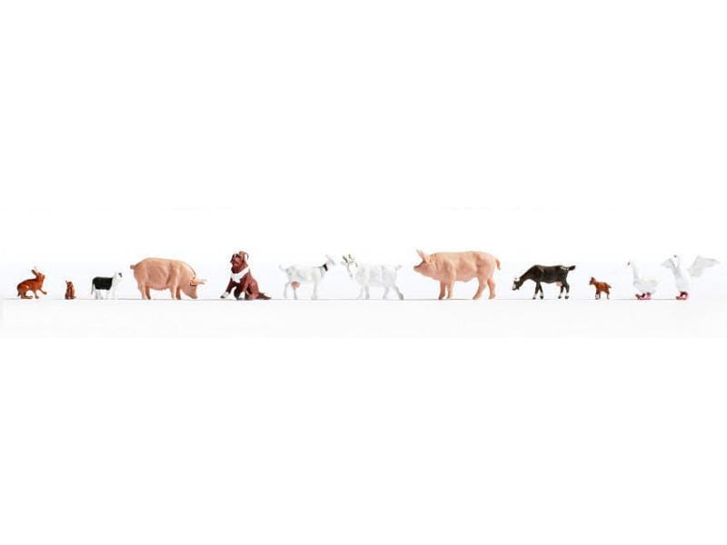 NOCH Figuren Tiere auf dem Bauernhof 12 Stück, H0 Tier Figuren für H0 Modelleisenbahnen