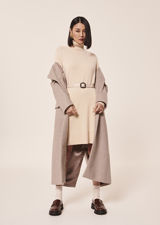 Robe Raliaécrue en laine merinos et alpaga