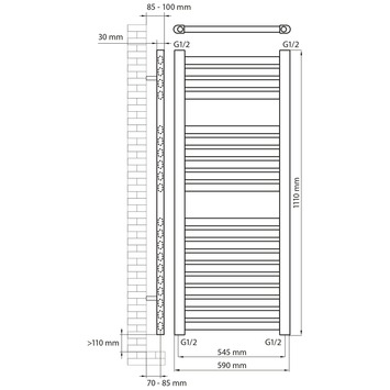 Haceka designradiator Sinai satijn grijs 566 Watt 111x59 cm
