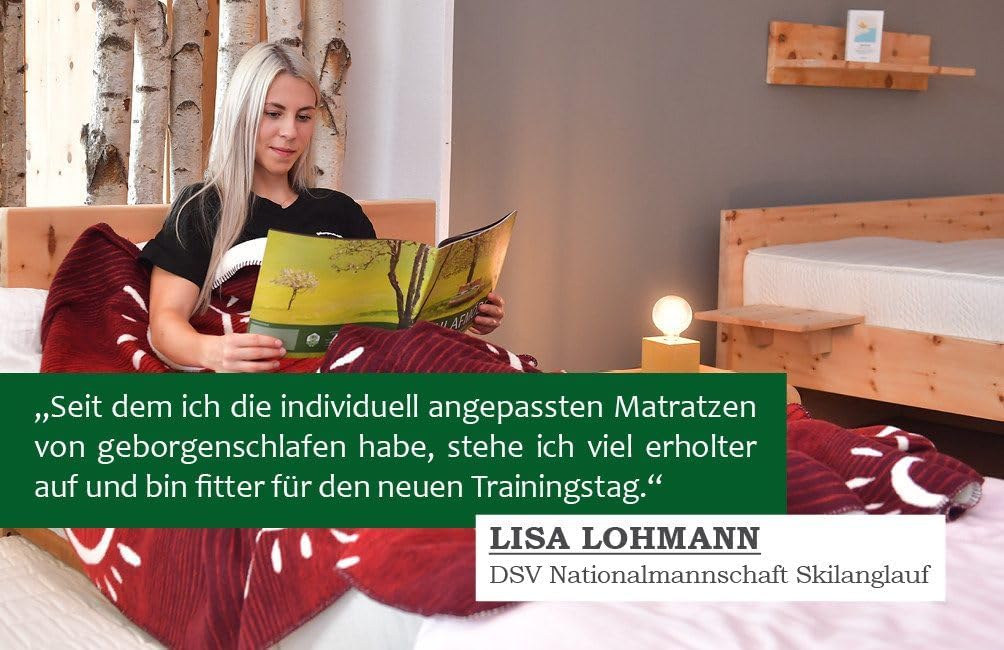 Massivholzbett NATURBETT aus Zirbe, metallfrei & metallarm, unbehandelt, Bettgestell aus Massivholz mit Baumkante Kopfteil, Komforthöhe 47 cm, schneller Aufbau, Handwerk (90x200 cm, metallarm)