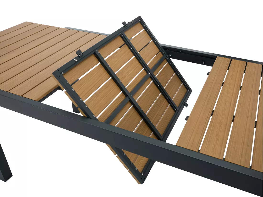 Table à manger de jardin extensible en aluminium et polywood L.170/230 cm - Naturel clair et anthracite - MACILA de MYLIA