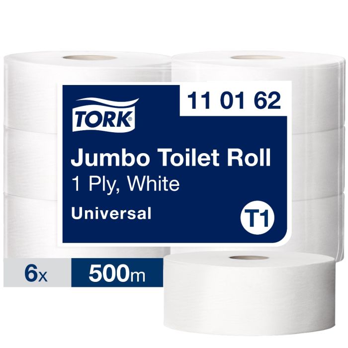 Tork 110162 T1 toiletpapier jumbo Advanced 1laags wit 500 mtr x 10 cm pak à 6 rol (110162)