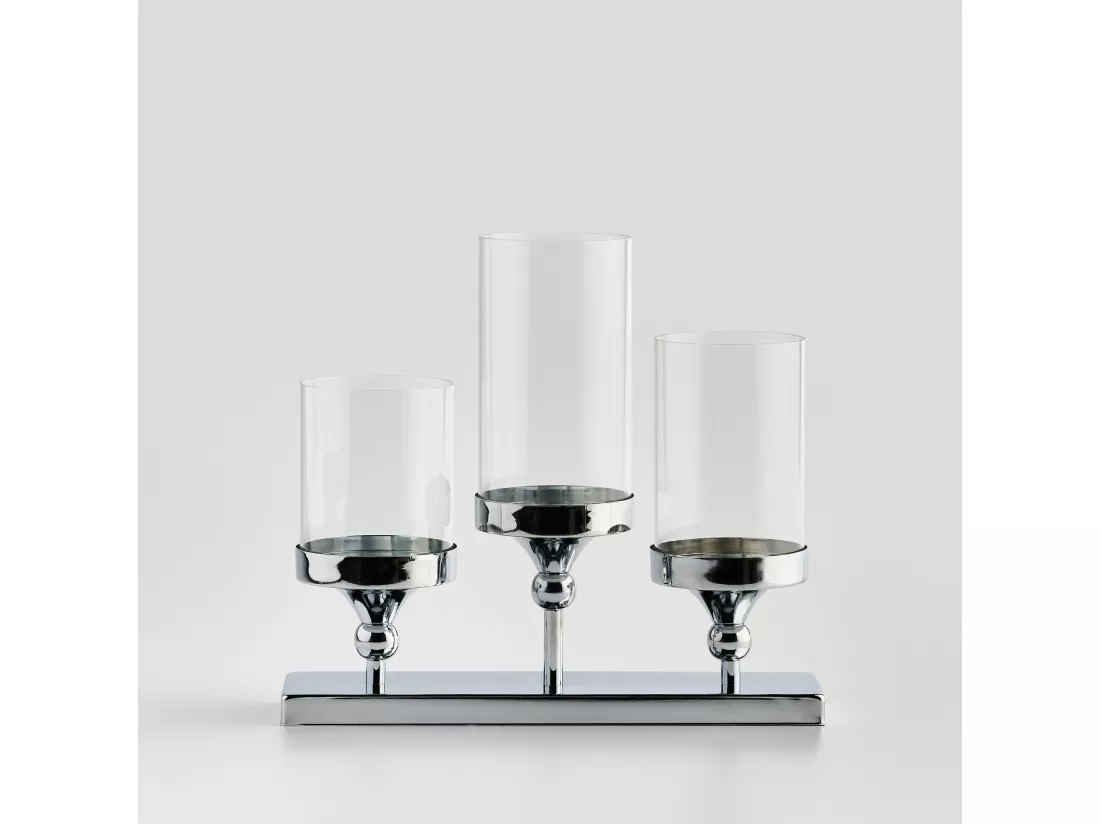 Bougeoir Gustavo argent moyen 28 x 9 x 35