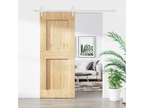 Porte coulissante et kit de quincaillerie 85x210 cm pin massif