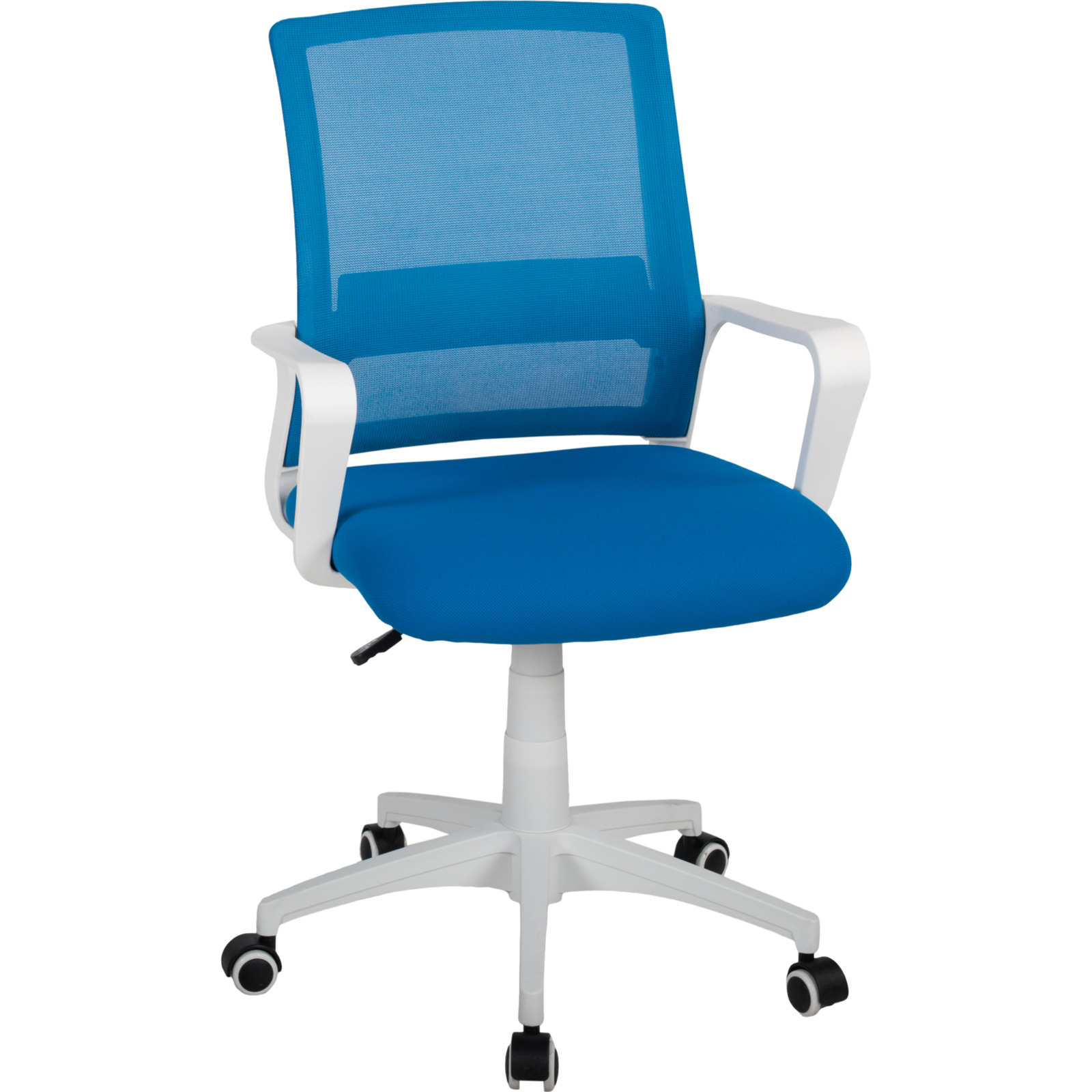 Bürostuhl Jonte Mesh blau, Gestell weiss, drehbar