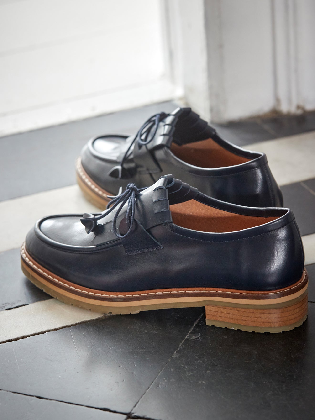 Derbies plateau cuir femme