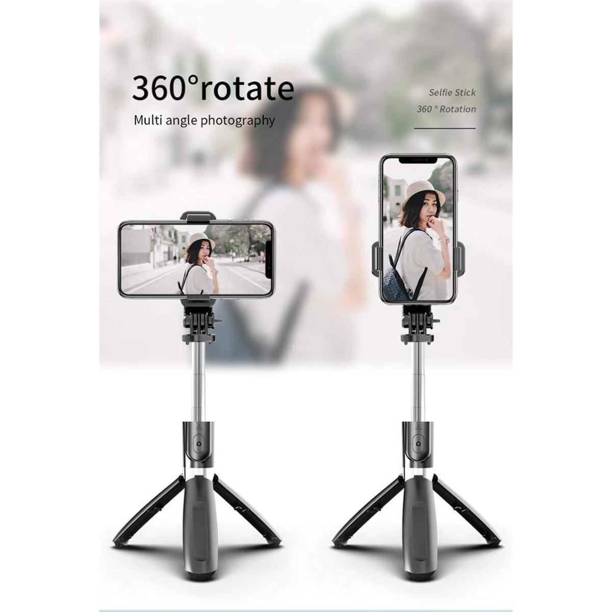 Selfiestang/mobilstativ med fjernkontroll, kompatibel med Gopro