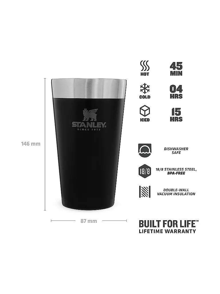 STANLEY Isoliertrinkbecher Adventure Pint Becher 0,47 Liter schwarz