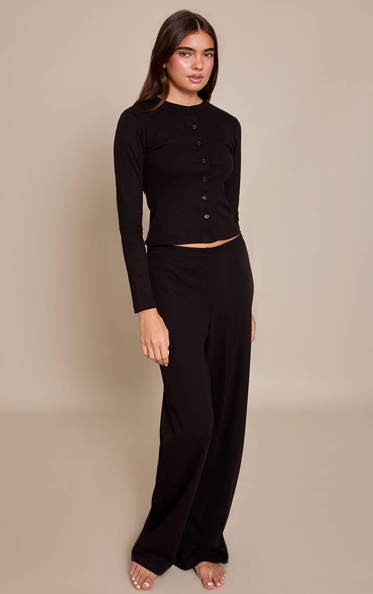 Noir Pantalon De Pyjama Large À Taille Élastiquée