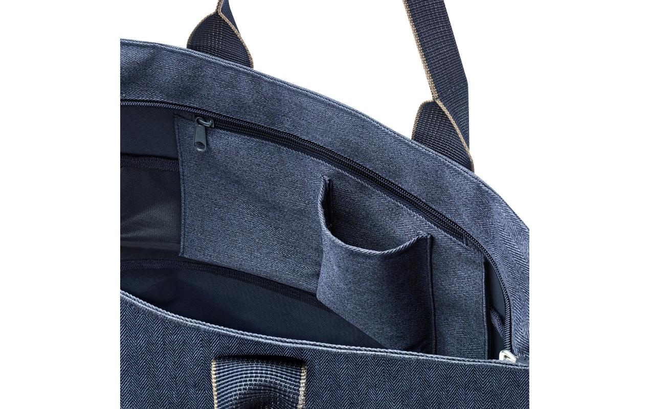 Tasche Shopper e1 Herringbone Dark BlueSchultertasche mit mittigem Reissverschluss