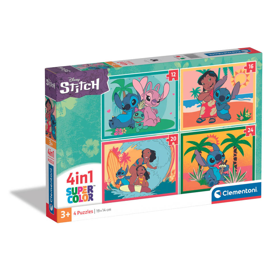 Clementoni Disney Stitch 4-in-1 puzzelset - 12 + 16 + 20 + 24 stukjes