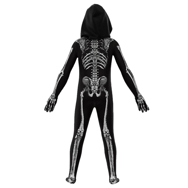 (170cm) Fasnachts Erwachsenen Kostüm Skelett Overall Verkleidung für Motto Partys / Halloween - Schwarz