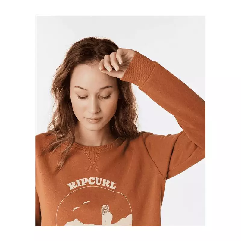 Sweat femme RIPCURL Re-Entry Crew Light Brown