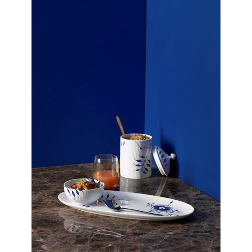 Royal Copenhagen Blå Mega Riflet Aflangt Serveringsfad, 17x37 cm