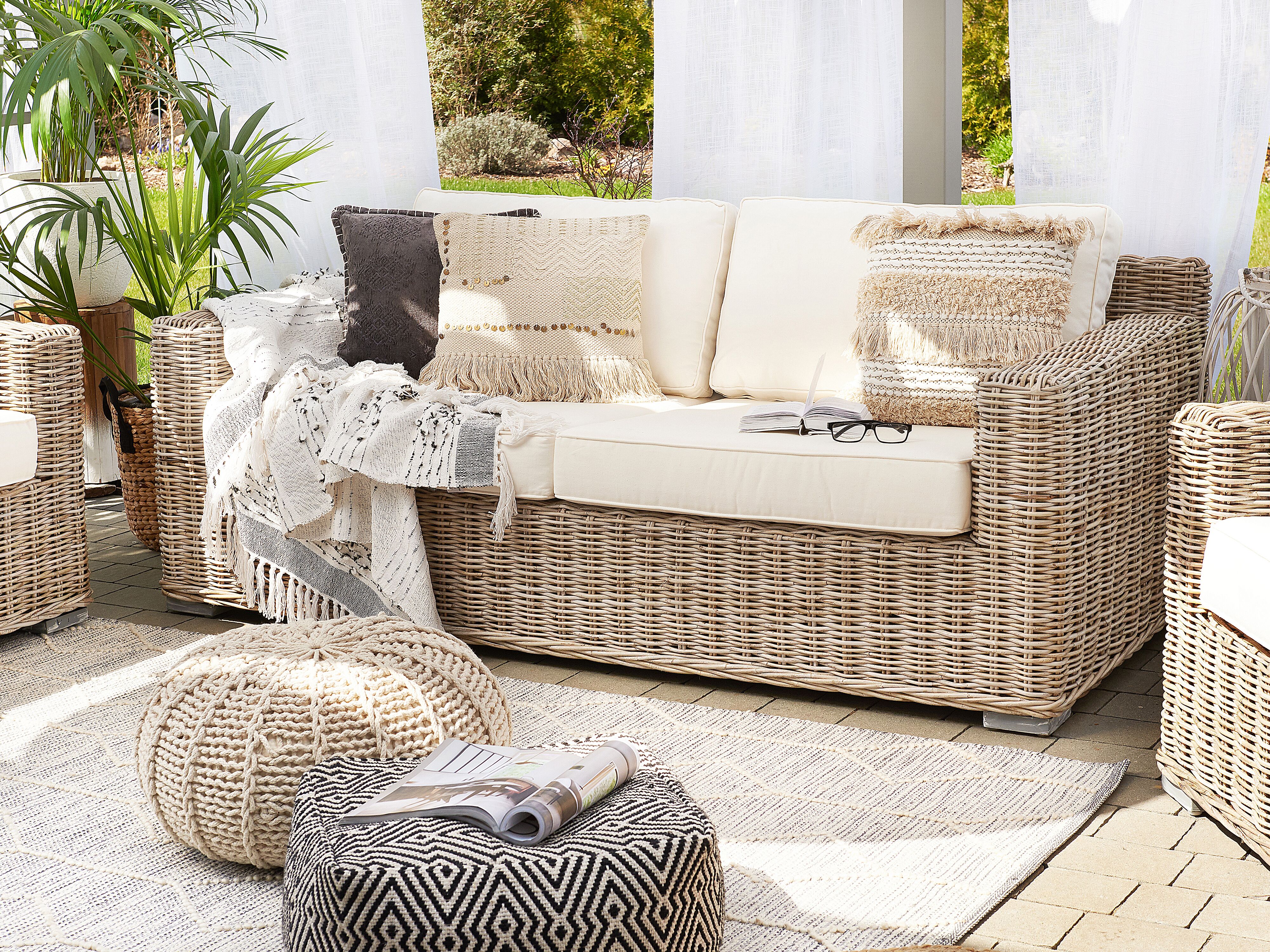 Tuin loungebank 2-zits ARDEA Rotan Lichtbruin