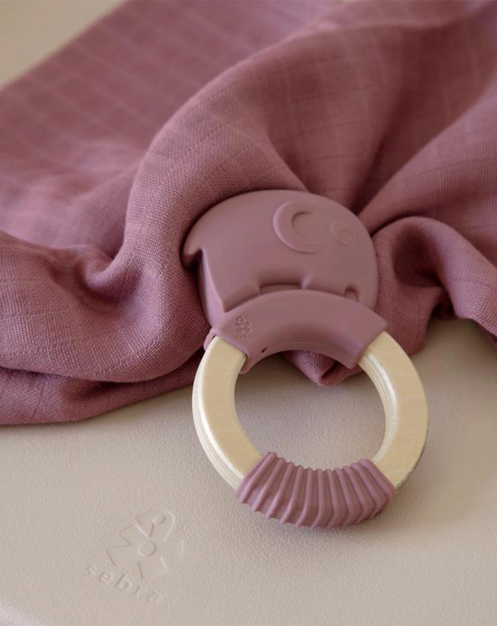 Silikon-Beißring ELEFANT in vintage rose