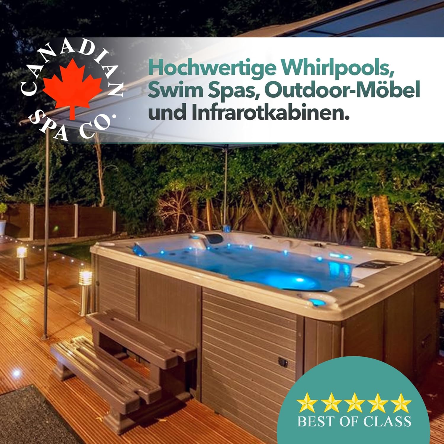 CANADIAN SPA CO. Winnipeg UV Hot Tub Outdoor Winterfest, 6 Personen Hot Tub mit LED Beleuchtung und Isolierabdeckung