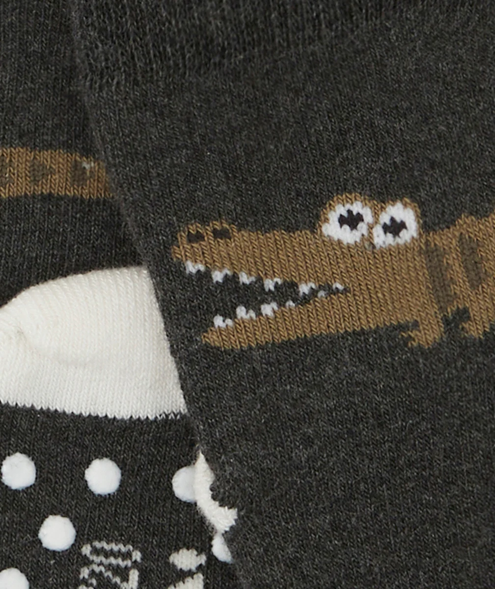 LOT DE CHAUSSETTES BÉBÉ GARÇON GRISES AVEC CROCODILES