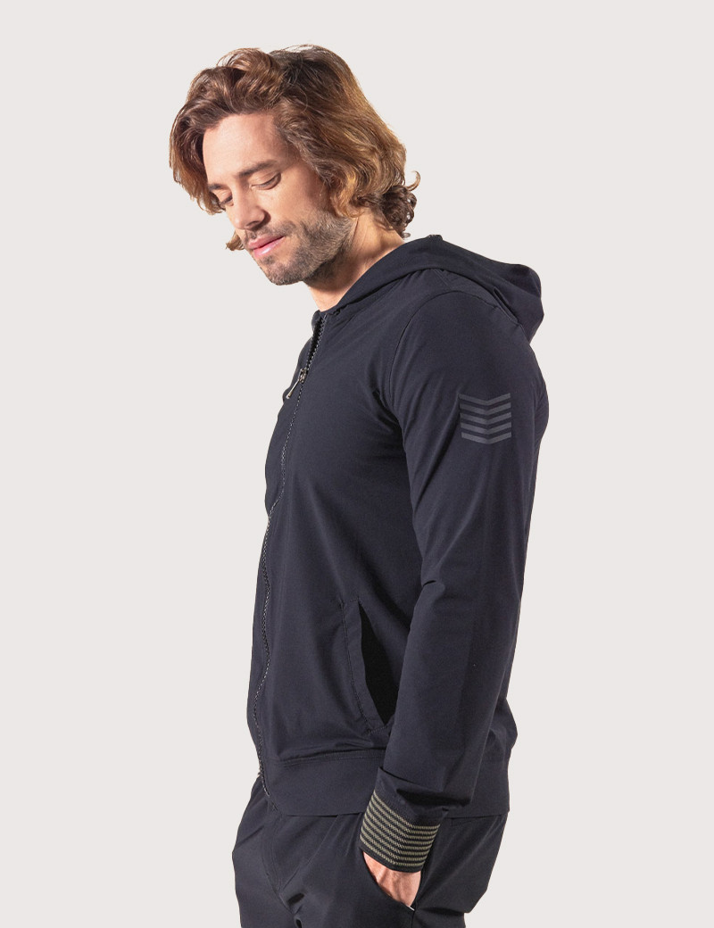 HBT BASICS | KEATON HOOD ZIPPER NOIR