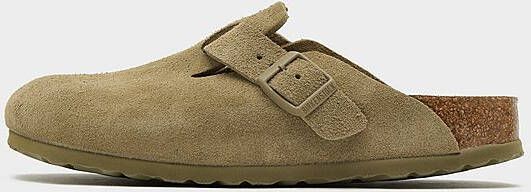 Birkenstock Suede Leather Boston Platte Schoenen Green