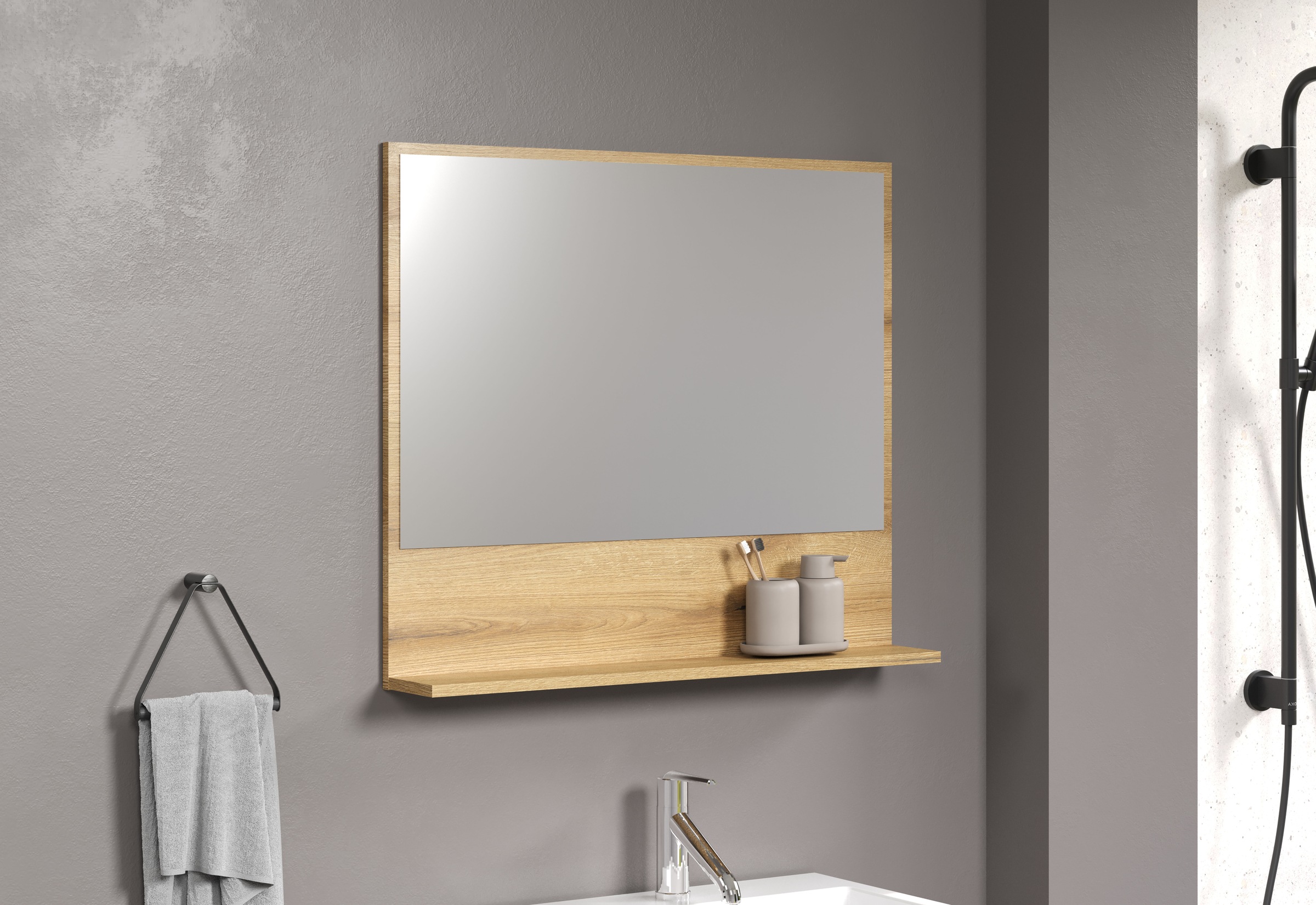 welltime Badspiegel »Amrum« Wandspiegel mit Ablage - (B/T/H) wahlweise 60 bis 80/14/74 cm