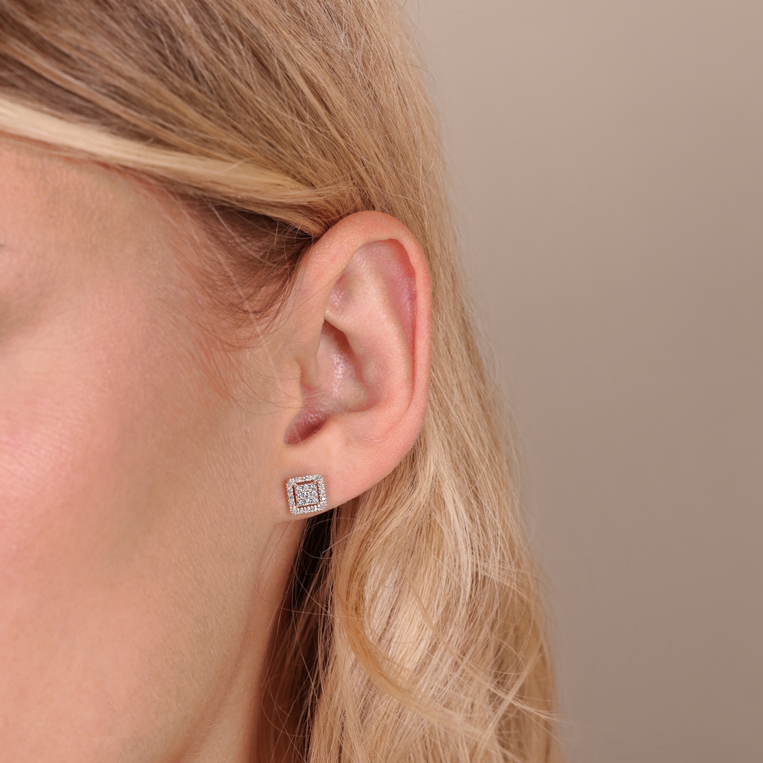 0.24 Karat Diamantohrstecker 750/18 K Roségold