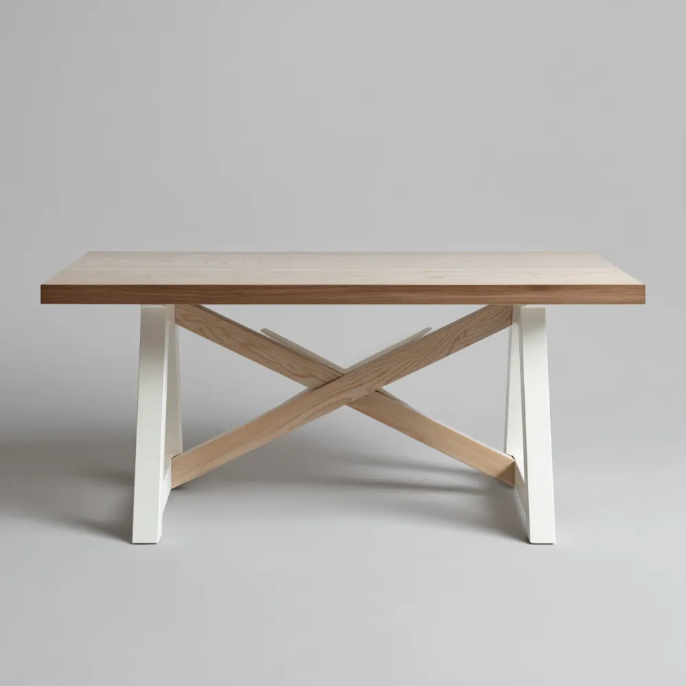 Esstisch Massivholz 180x90x75 cm - Natur/Weiß - Skandinavisches Design