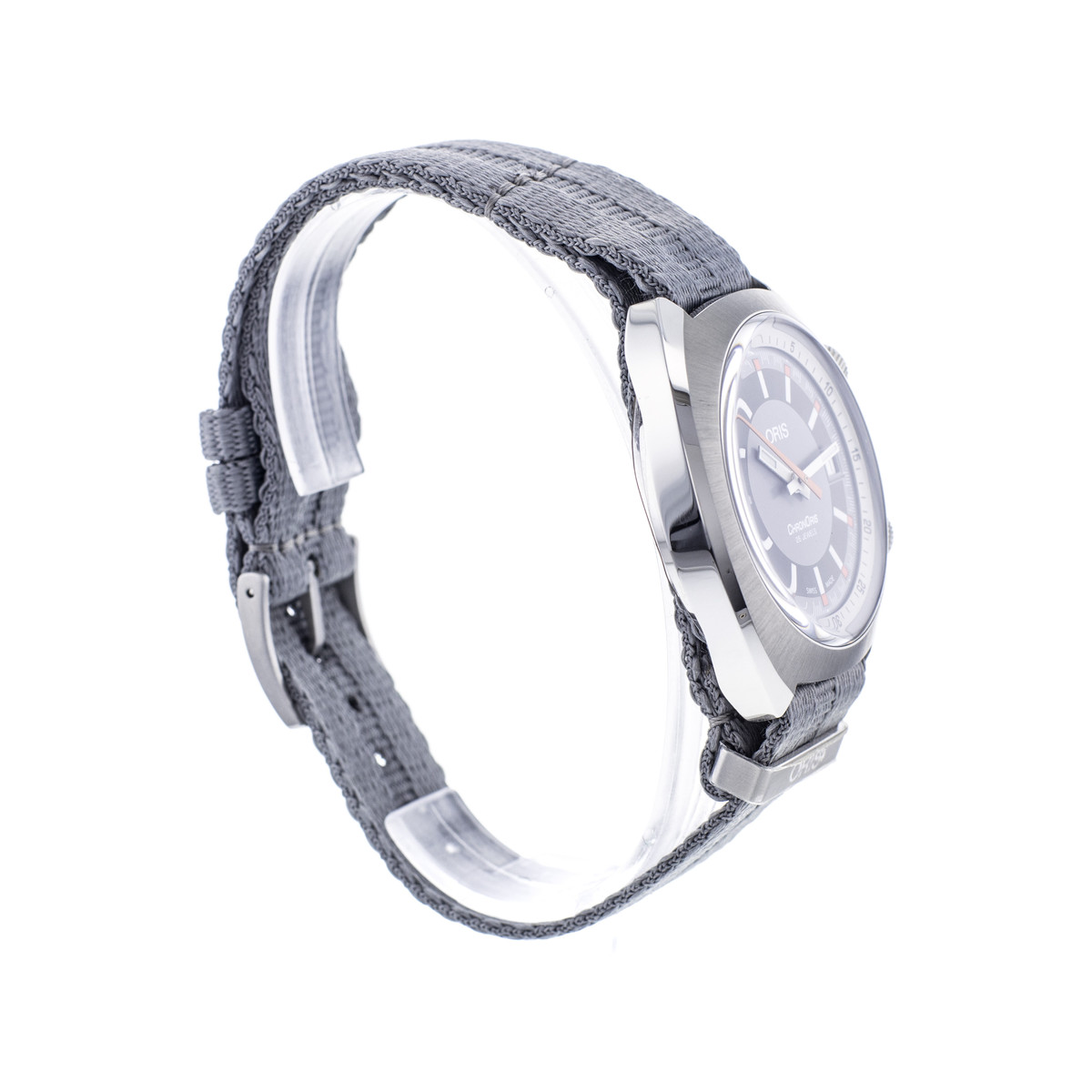 Montre d'occasion Oris Chronoris homme chronographe automatique acier textile gris