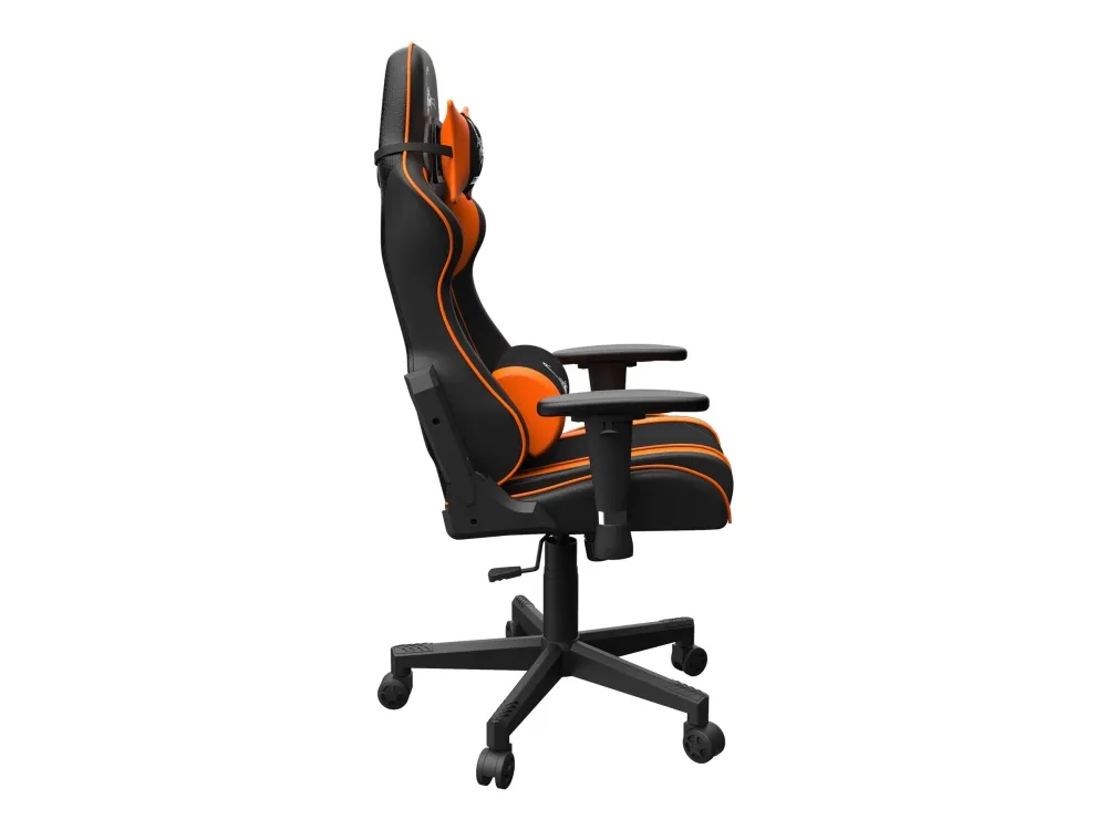Gembird SCORPION - Stol - ergonomisk - armstøtter - T-formet - vippe - drejeled - nylon, PVC, svamp, mesh - sort trådnet, orange hud