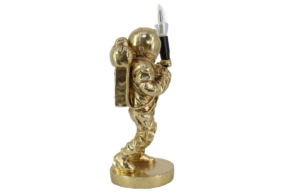 Moderne Tischlampe ASTRONAUT 40cm gold Skulptur handmade