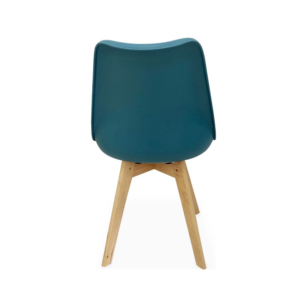 Lot de 4 chaises scandinaves. Pieds bois de hêtre. Chaises 1 place. Bleu canard