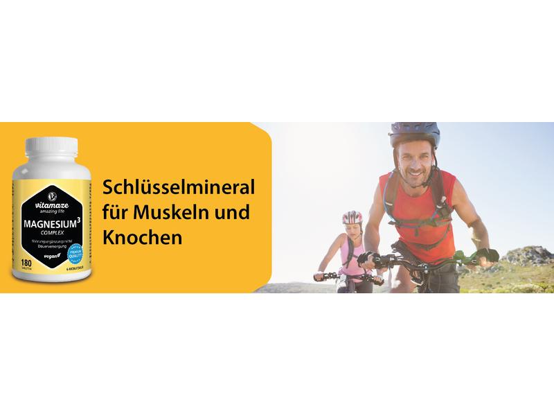 Vitamaze Magnesium³ 3-in-1 Komplex 180 Tabletten Vegane Nahrungsergänzung mit Magnesium