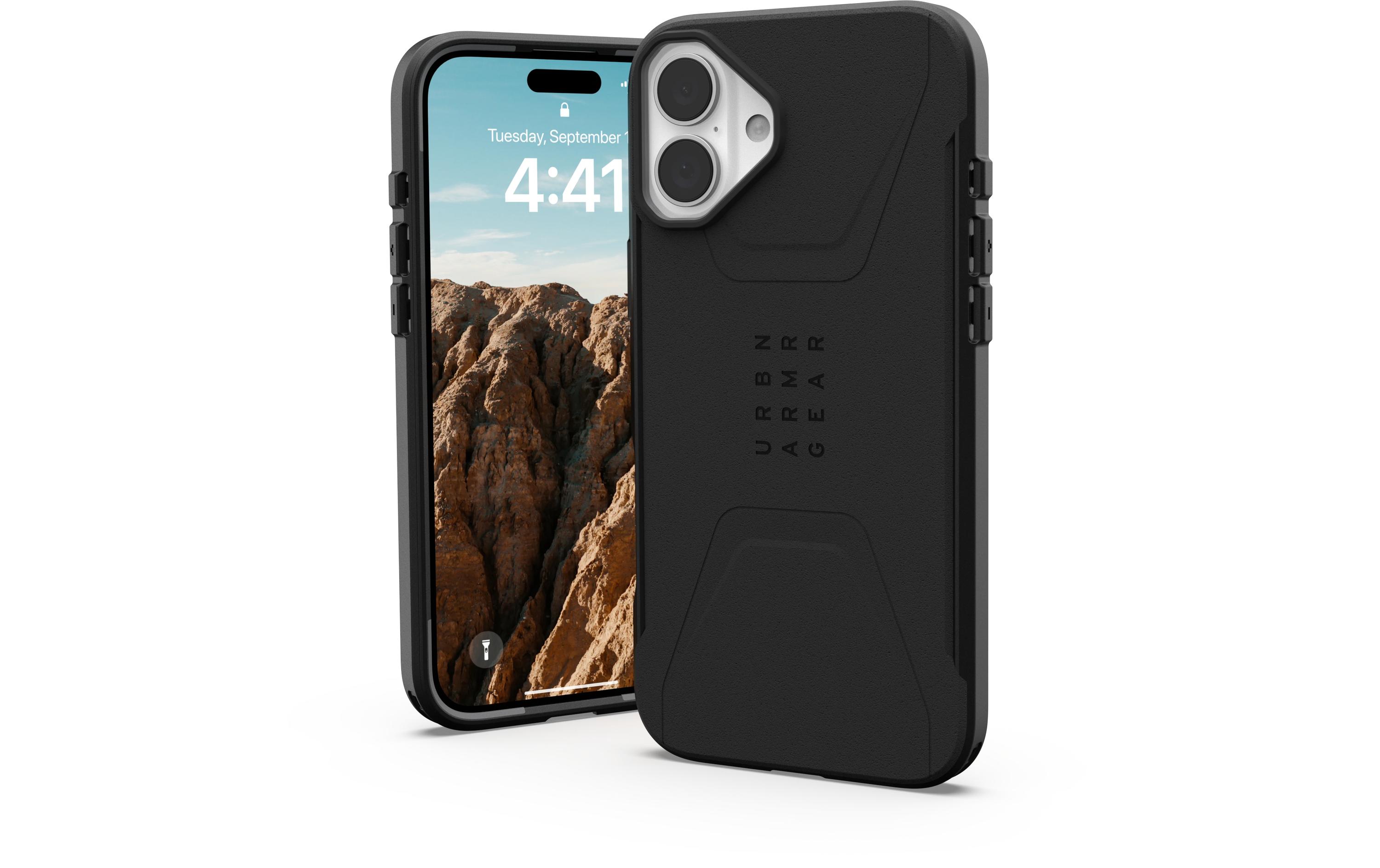Back Cover Civilian Case iPhone 16 Plus BlackSchutzhülle für das Apple iPhone 16 Plus