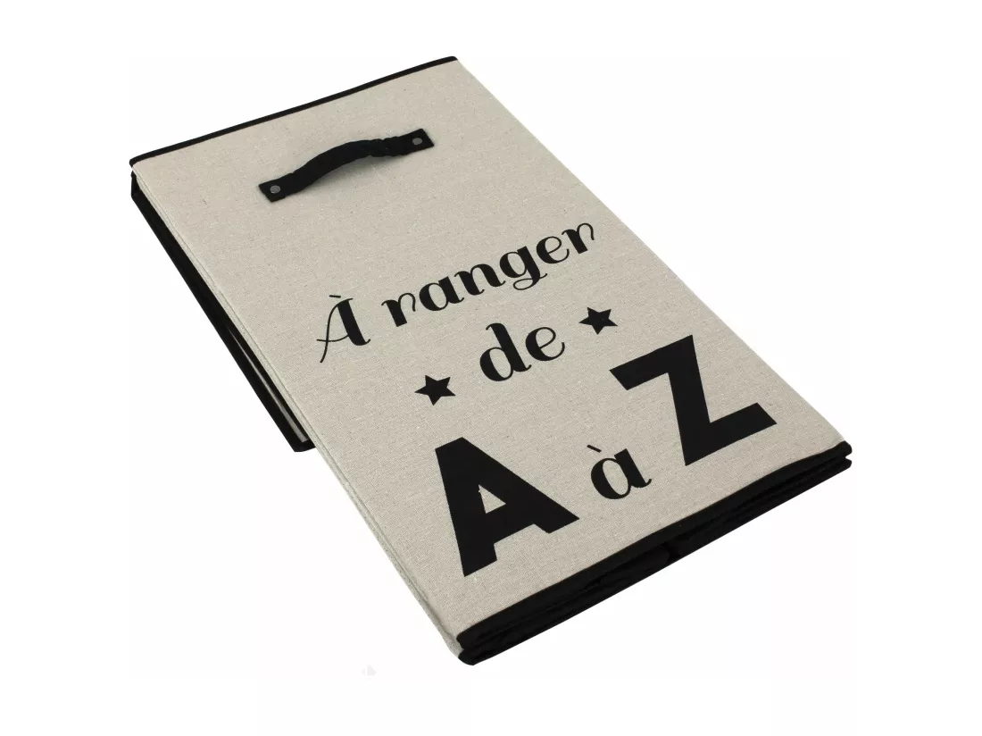 Panier à linge cartonnée avec couvercle 70L beige A ranger de A à Z