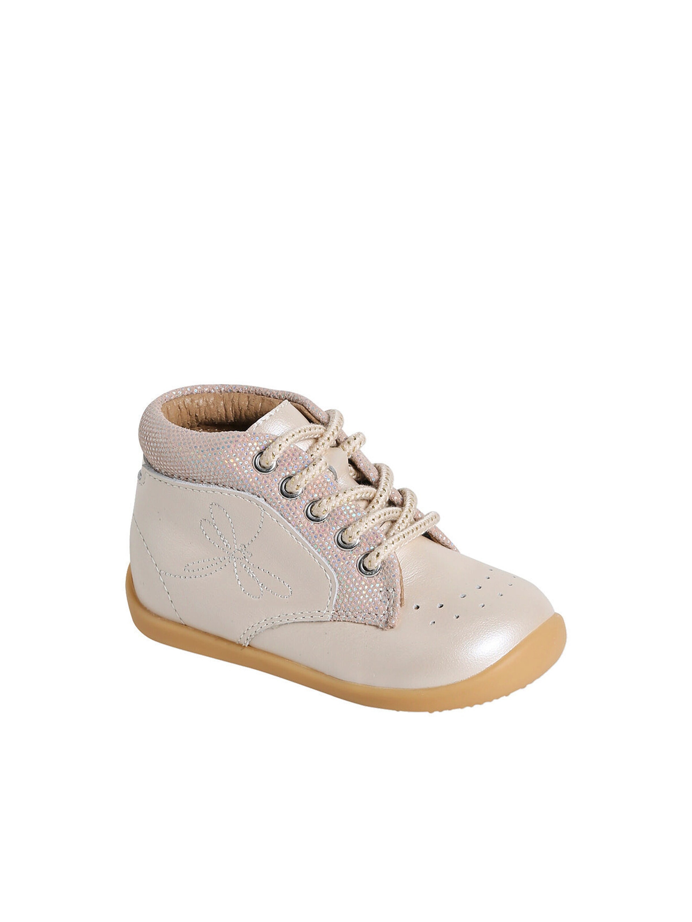 Vertbaudet Baby Lauflern-Boots beige glanzeffekt