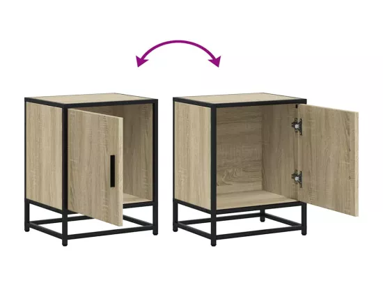 Tables de chevet 2 pcs chêne sonoma bois d'ingénierie et métal