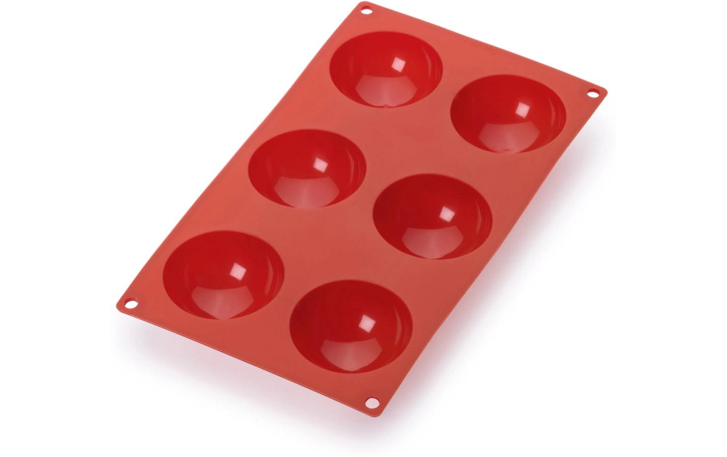 Backform Halbkugel, Silikon, Rot, 6 MuldenHalbkugelform