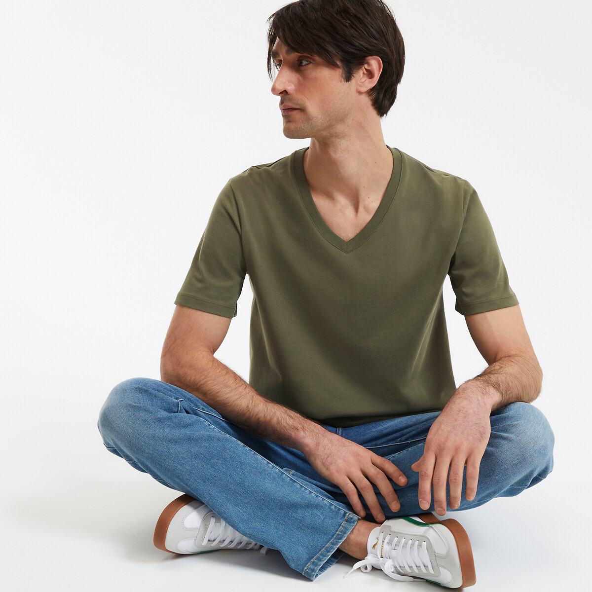 COLEÇÃO LA REDOUTE<br>Camiseta de manga curta com decote em V