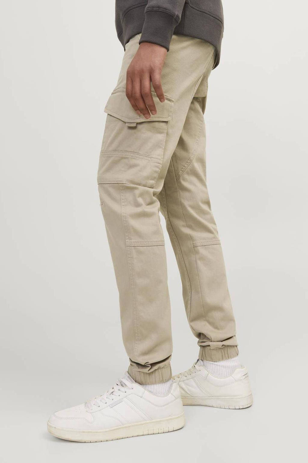 JACK & JONES tapered fit cargobroek JPSTPAUL beige-