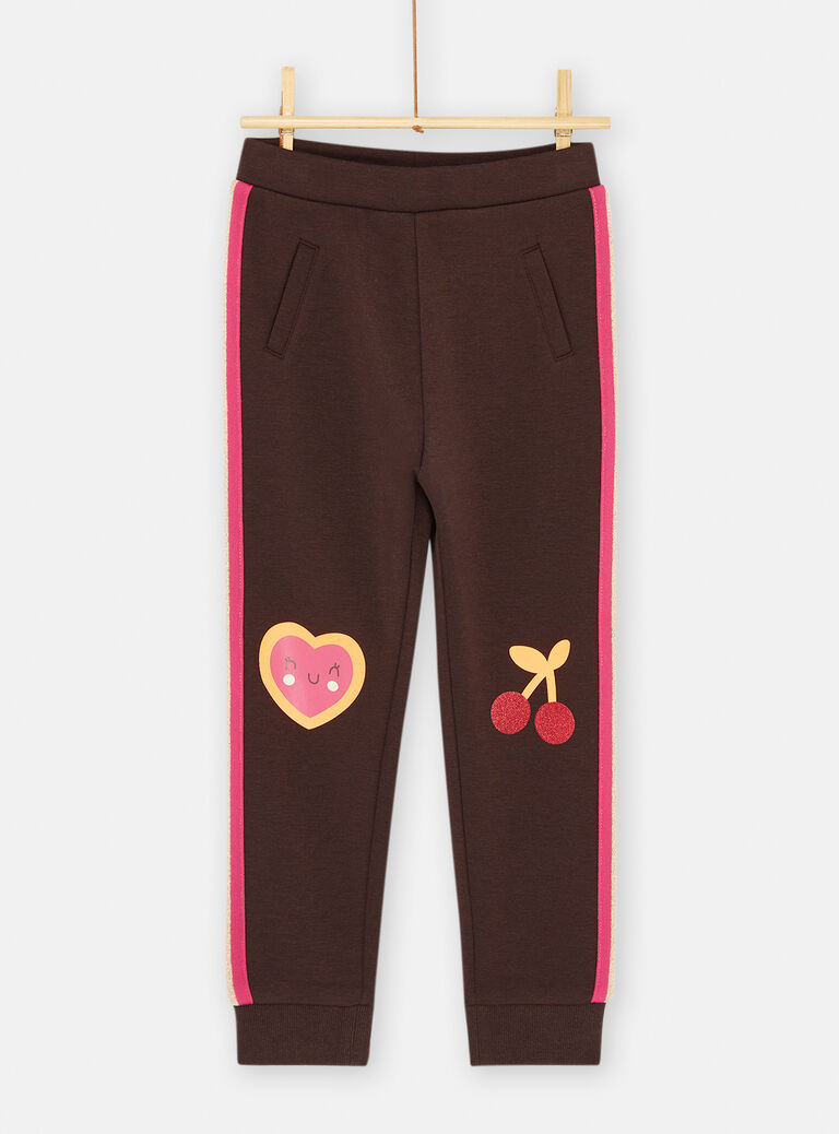 Pantalon de survêtement marron et fuchsia
