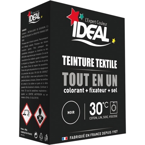 Teinture textile Tout en un Idéal  - Noir - Boîte de 350 g