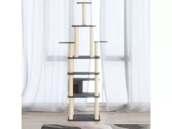 Arbre à chat avec griffoirs en sisal Gris foncé 183 cm