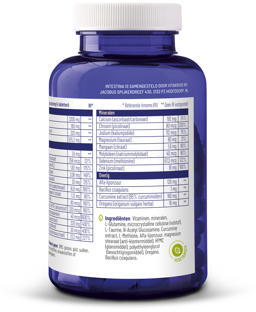 Vitakruid Intestina Darmformule Oa L-Glutamine Probiotica (120 tabletten)