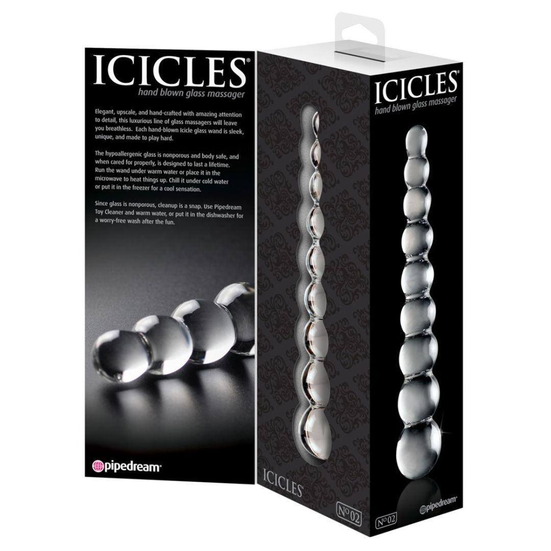 Glasdildo „No. 2“ im Kugeldesign | antiallergen, vaginale & anale Stimulation| Icicles
