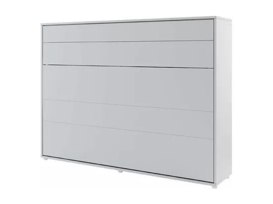 Lit escamotable horizontal avec étagères gris mat Noby 120x200-Avec matelas-Avec Led sans veilleuses
