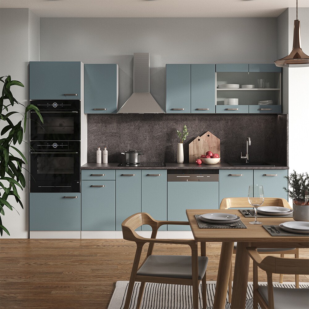 Vicco Küchenzeile R-Line Solid Weiß Blau Grau 300 cm Arbeitsplatte modern Küchenschränke Küchenmöbel