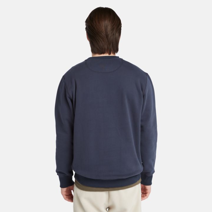 Moletom masculino azul marinho com gola redonda e logo 